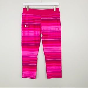 UNDER ARMOUR Pink Striped Cropped Leggings